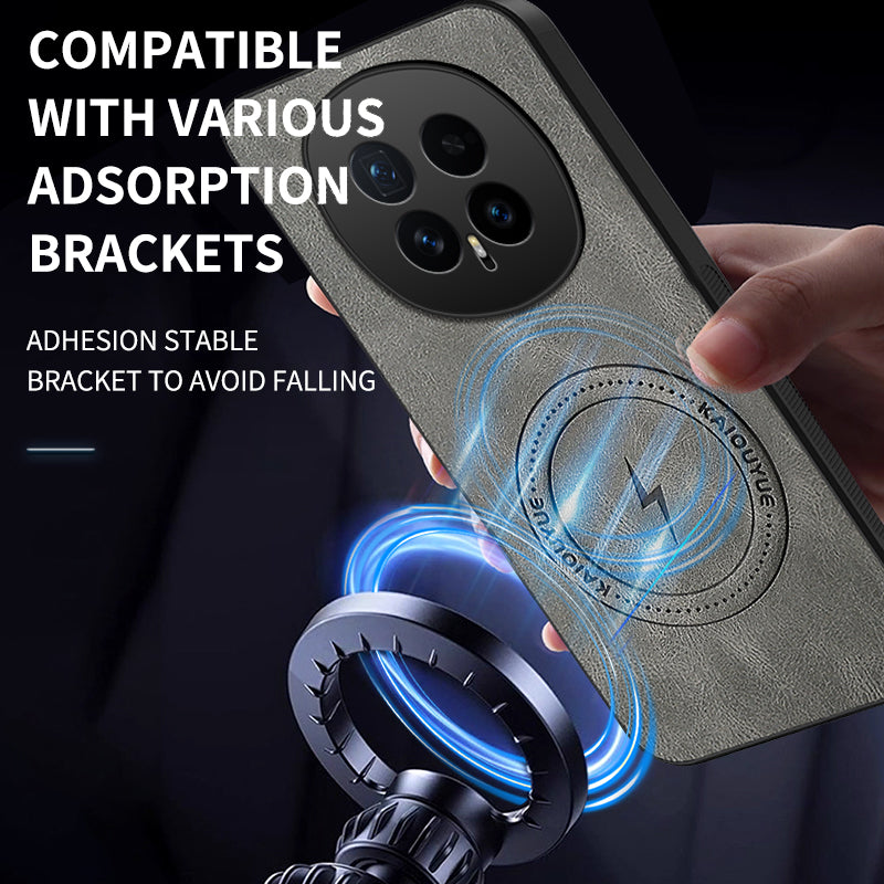 WANLONFENG For Honor Magic8 5G Magnetic Case  SD1 Series Nappa Texture PC TPU Phone Cover