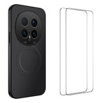 WANLONFENG For Honor Magic8 Pro 5G Magnetic Case  TQ1 Series Carbon Fiber Texture PC TPU Phone Cover with 2Pcs Screen Films