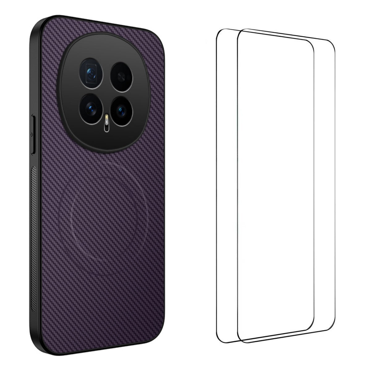WANLONFENG For Honor Magic8 5G Magnetic Case  TQ1 Series Carbon Fiber Texture PC TPU Phone Cover with 2Pcs Screen Films