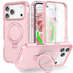 For iPhone 17 Pro Max Magnetic Case Kickstand Frosted TPU + PC Phone Cover with PET Screen Protector