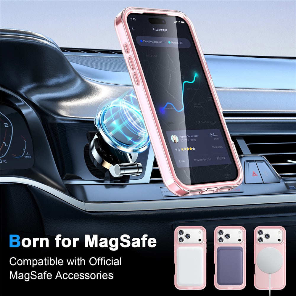 For iPhone 17 Pro Max Magnetic Case Kickstand Frosted TPU + PC Phone Cover with PET Screen Protector