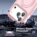 For iPhone 17 Pro Max Magnetic Case Kickstand Frosted TPU + PC Phone Cover with PET Screen Protector