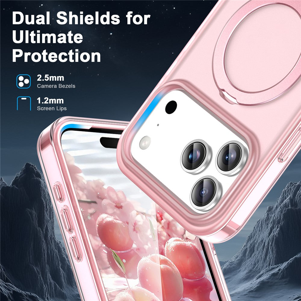 For iPhone 17 Pro Max Magnetic Case Kickstand Frosted TPU + PC Phone Cover with PET Screen Protector