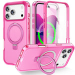 For iPhone 17 Pro Max Magnetic Case Kickstand Frosted TPU + PC Phone Cover with PET Screen Protector