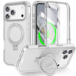 For iPhone 17 Pro Max Magnetic Case Kickstand Frosted TPU + PC Phone Cover with PET Screen Protector