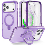 For iPhone 17 Pro Max Magnetic Case Kickstand Frosted TPU + PC Phone Cover with PET Screen Protector