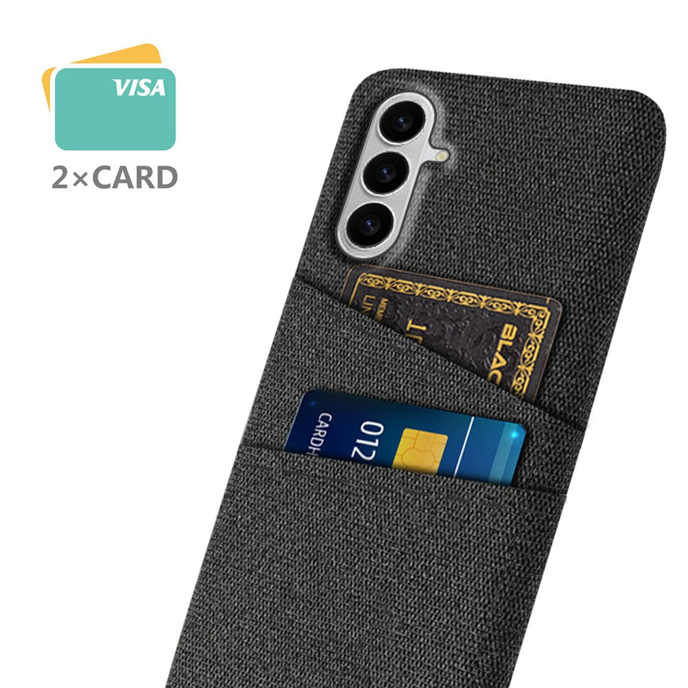 Samsung Galaxy S26-skal i tyg + hårt PC-skal med dubbla kortplatser