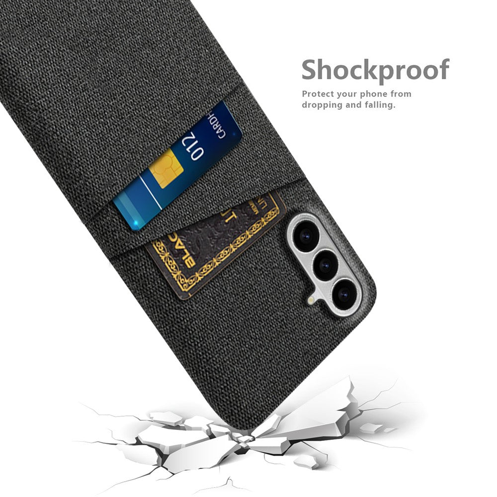 Samsung Galaxy S26-skal i tyg + hårt PC-skal med dubbla kortplatser