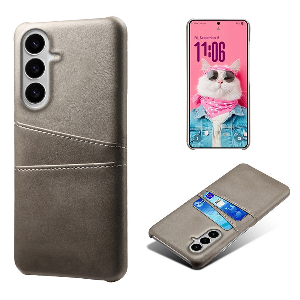 Skal för Samsung Galaxy S26 med dubbla kortplatser i PU-läder + hårt PC-skal