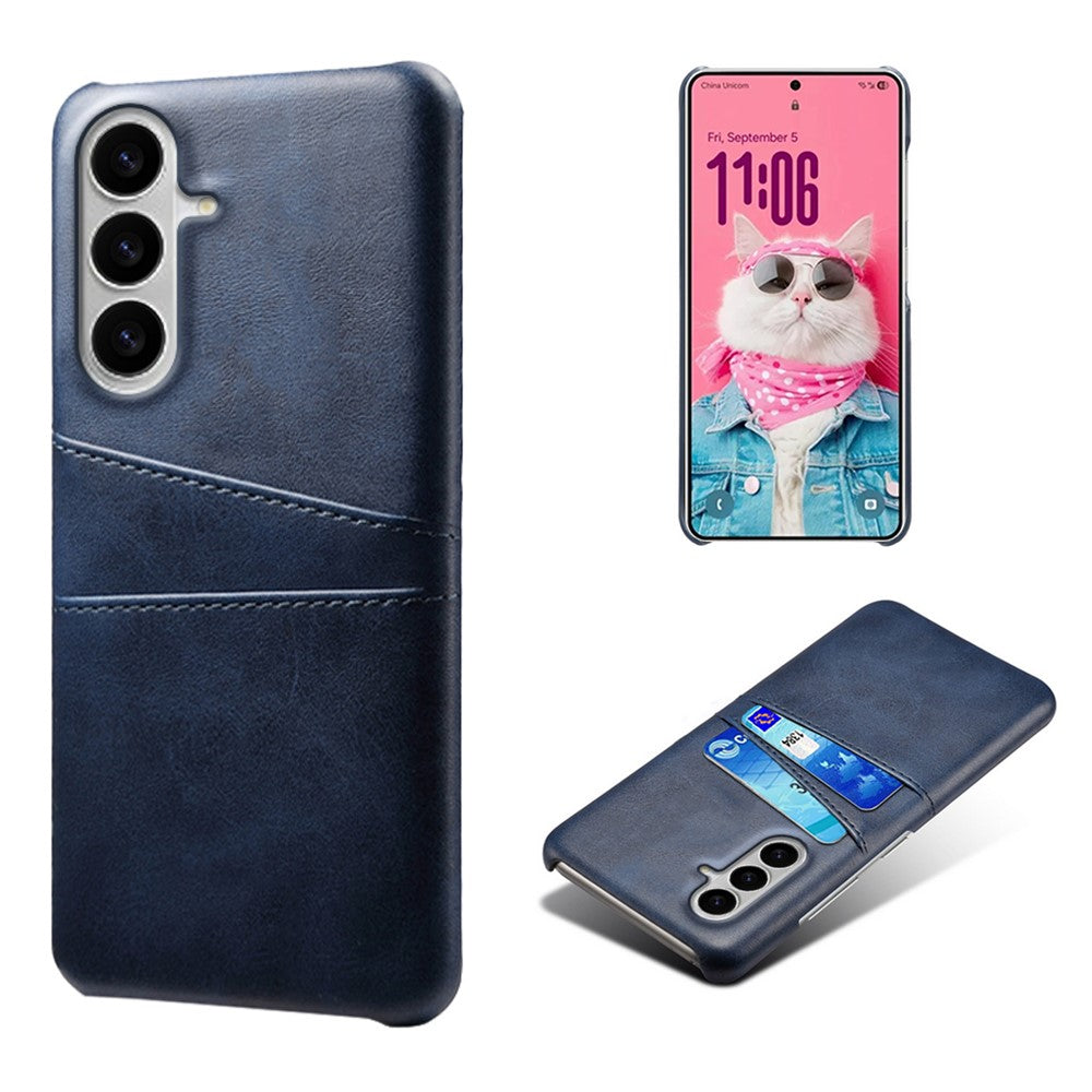 Skal för Samsung Galaxy S26 med dubbla kortplatser i PU-läder + hårt PC-skal
