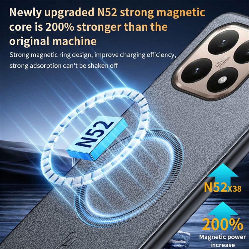 Xiaomi 15T Magnetiskt Magnetiskt Skal Läderbelagd TPU + PC mobilskal
