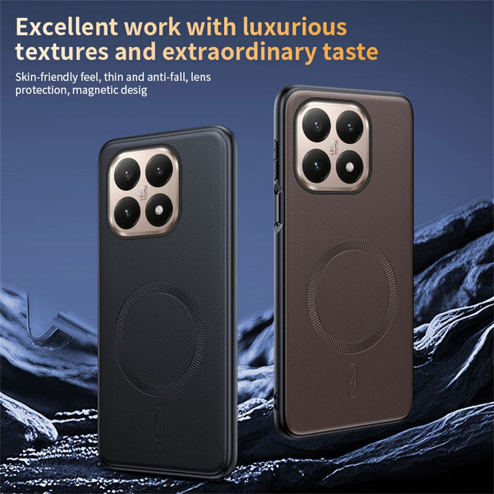 Xiaomi 15T Magnetiskt Magnetiskt Skal Läderbelagd TPU + PC mobilskal