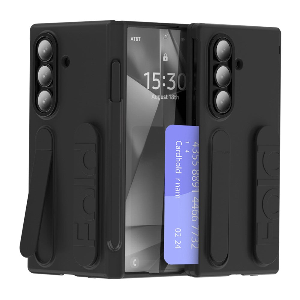 Samsung Galaxy Z Fold7 5G-skal, korthållare, stativ, armband, PC-mobilskal med styluspenna/pennfack