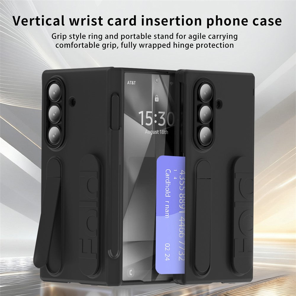Samsung Galaxy Z Fold7 5G-skal, korthållare, stativ, armband, PC-mobilskal med styluspenna/pennfack