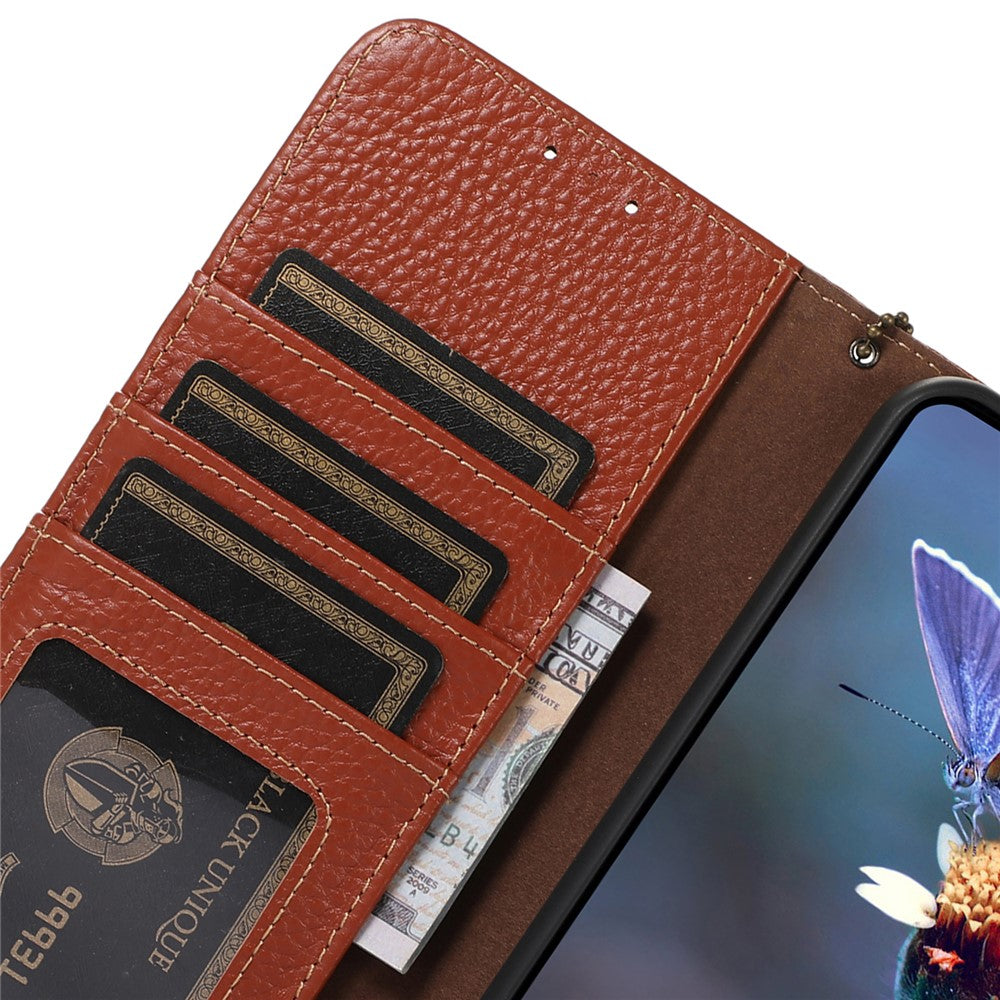 For Xiaomi Poco M8 5G / Redmi Note 15 5G (Global) Case RFID Blocking Genuine Cow Leather Phone Cover Litchi Texture
