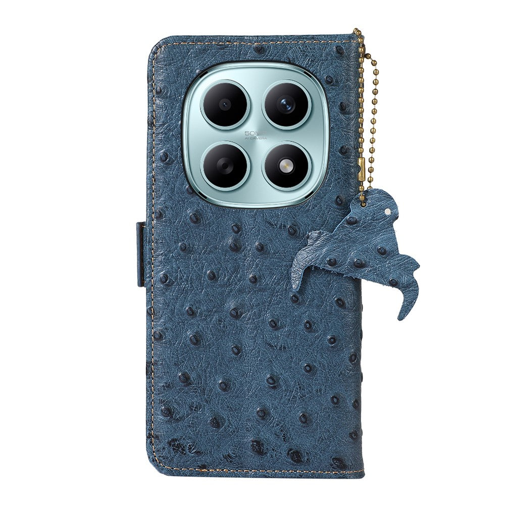 For Xiaomi Poco M8 5G / Redmi Note 15 5G (Global) Case RFID Blocking Genuine Cow Leather Phone Case Ostrich Texture