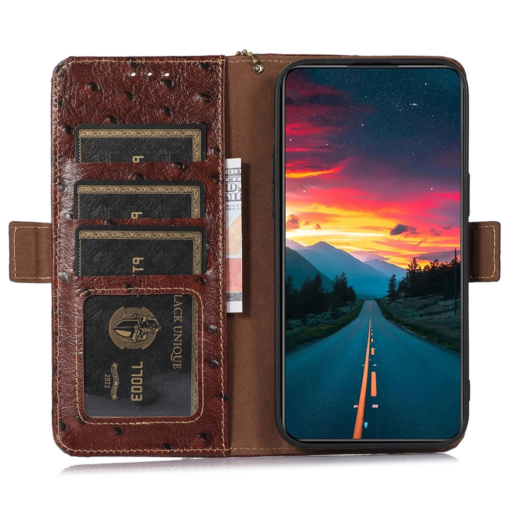 For Xiaomi Redmi Note 15 Pro 5G (Global) Case RFID Blocking Genuine Cow Leather Phone Case Ostrich Texture