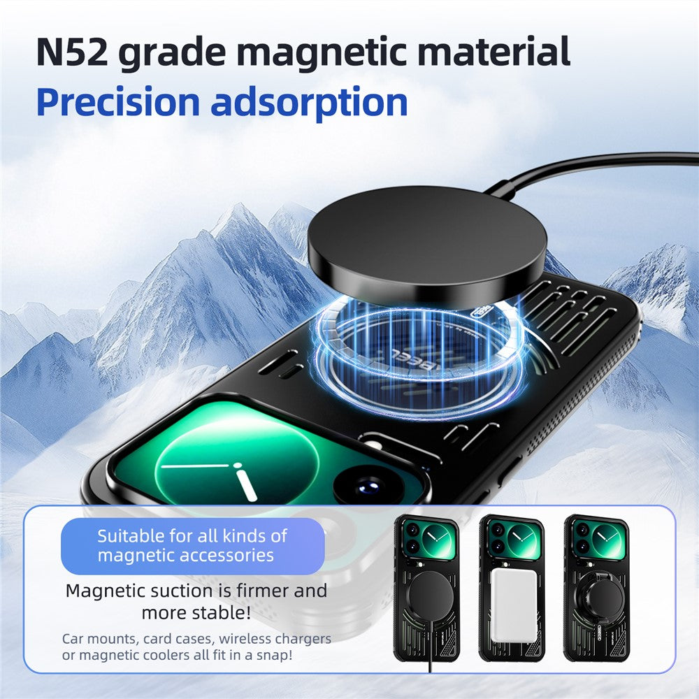 ABEEL For Xiaomi 17 Magnetic Case Aluminium Alloy + PC + TPU Hollow Heat Dissipation Phone Cover