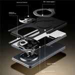 SULADA For Huawei Mate X6 Magnetic Case Rotating Kickstand Dual Axis Genuine Cow Leather Phone Cover