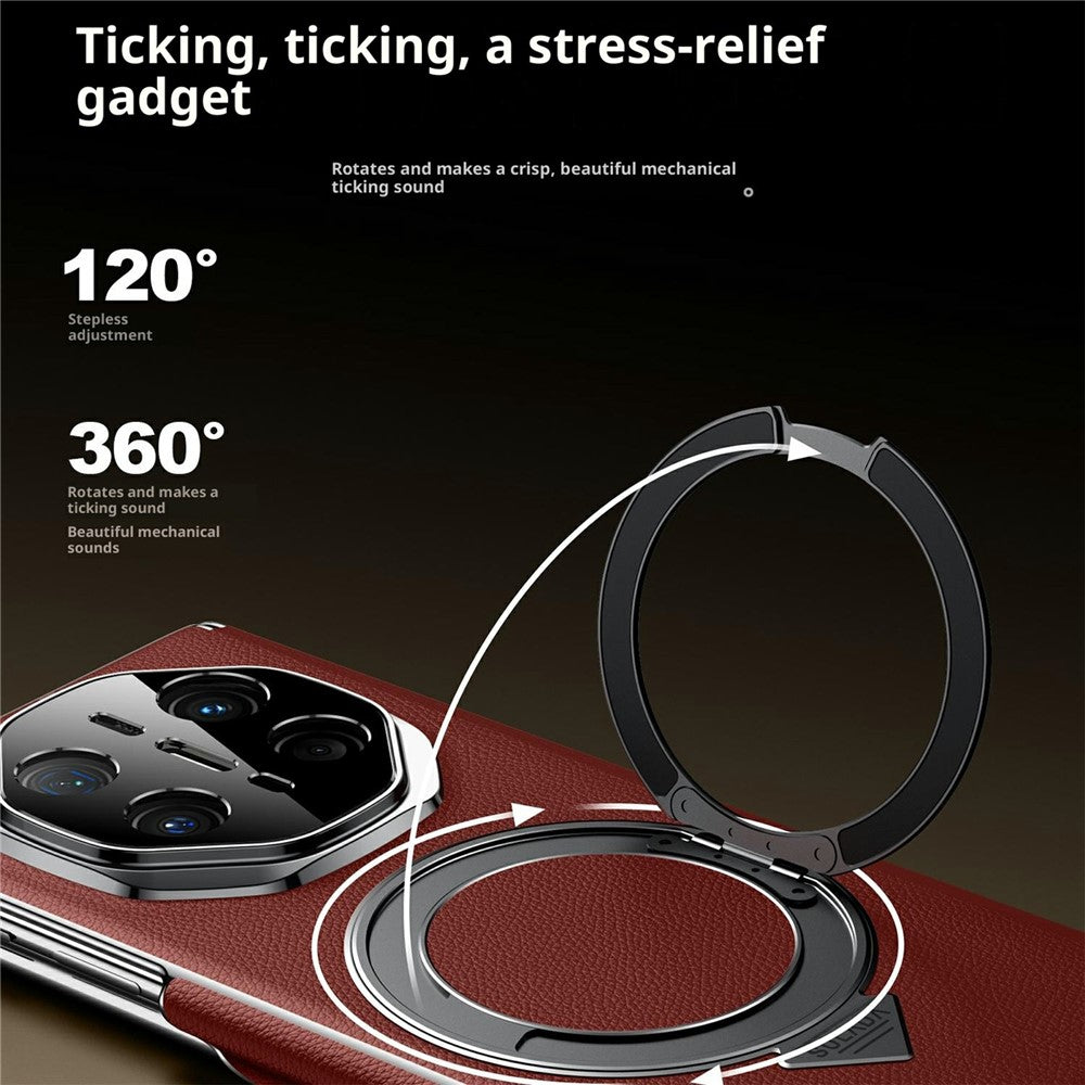 SULADA For Huawei Mate X6 Magnetic Case Rotating Kickstand Dual Axis Genuine Cow Leather Phone Cover