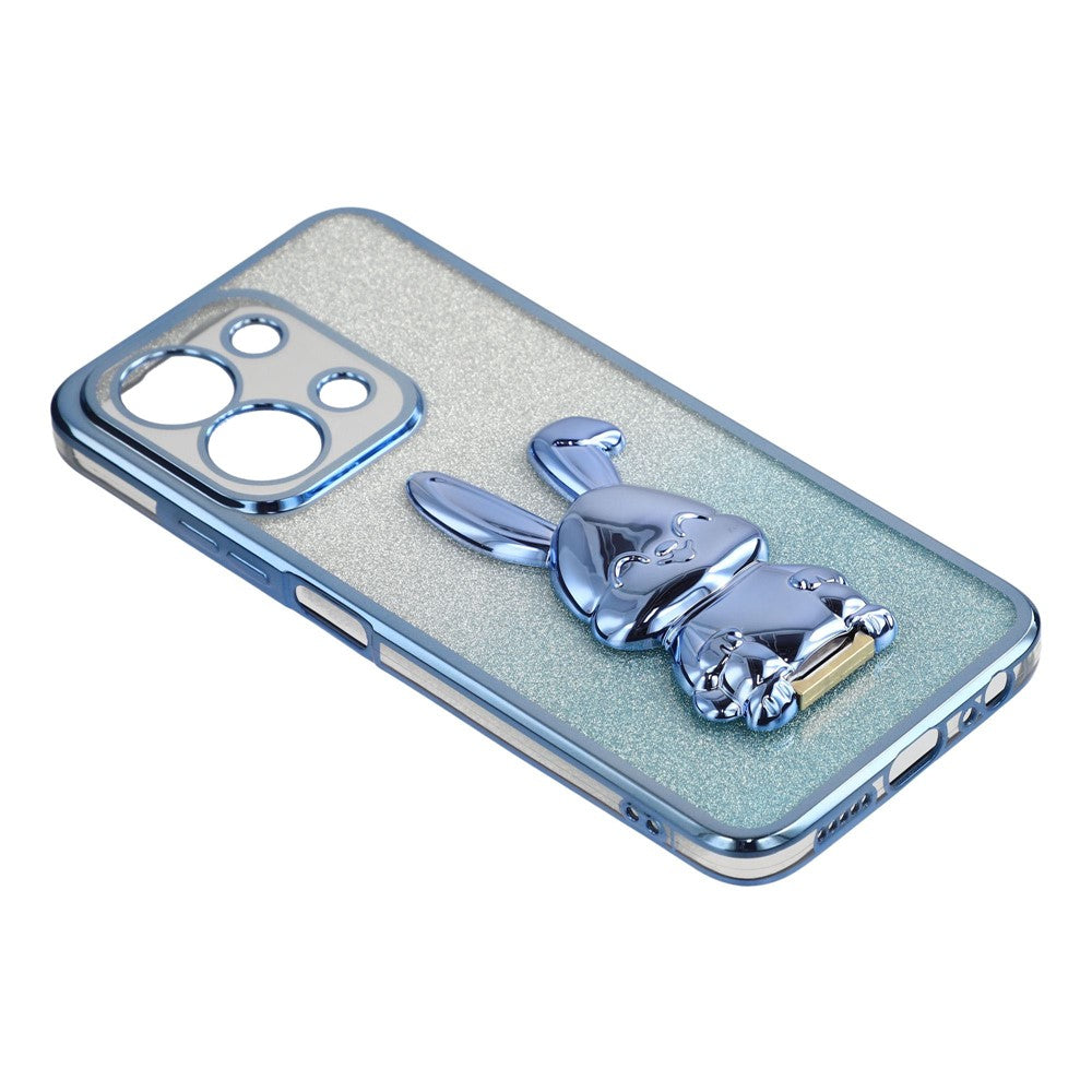 For Xiaomi Redmi 15C 4G (Global) (171mm) / Poco C85 4G (171mm) Case Electroplating Glitter Rabbit PC + TPU Phone Cover with Kickstand