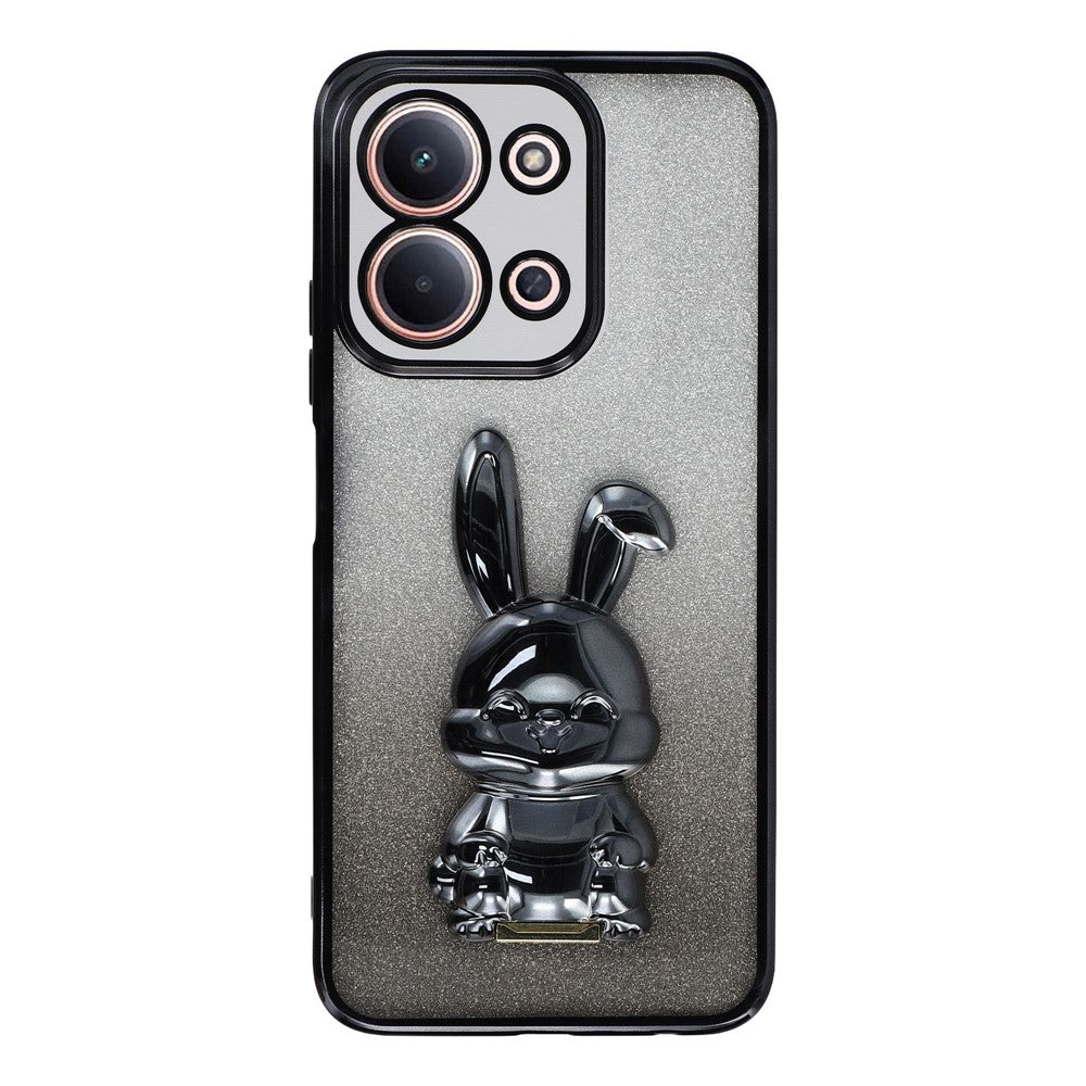 For Xiaomi Redmi 15C 4G (Global) (171mm) / Poco C85 4G (171mm) Case Electroplating Glitter Rabbit PC + TPU Phone Cover with Kickstand