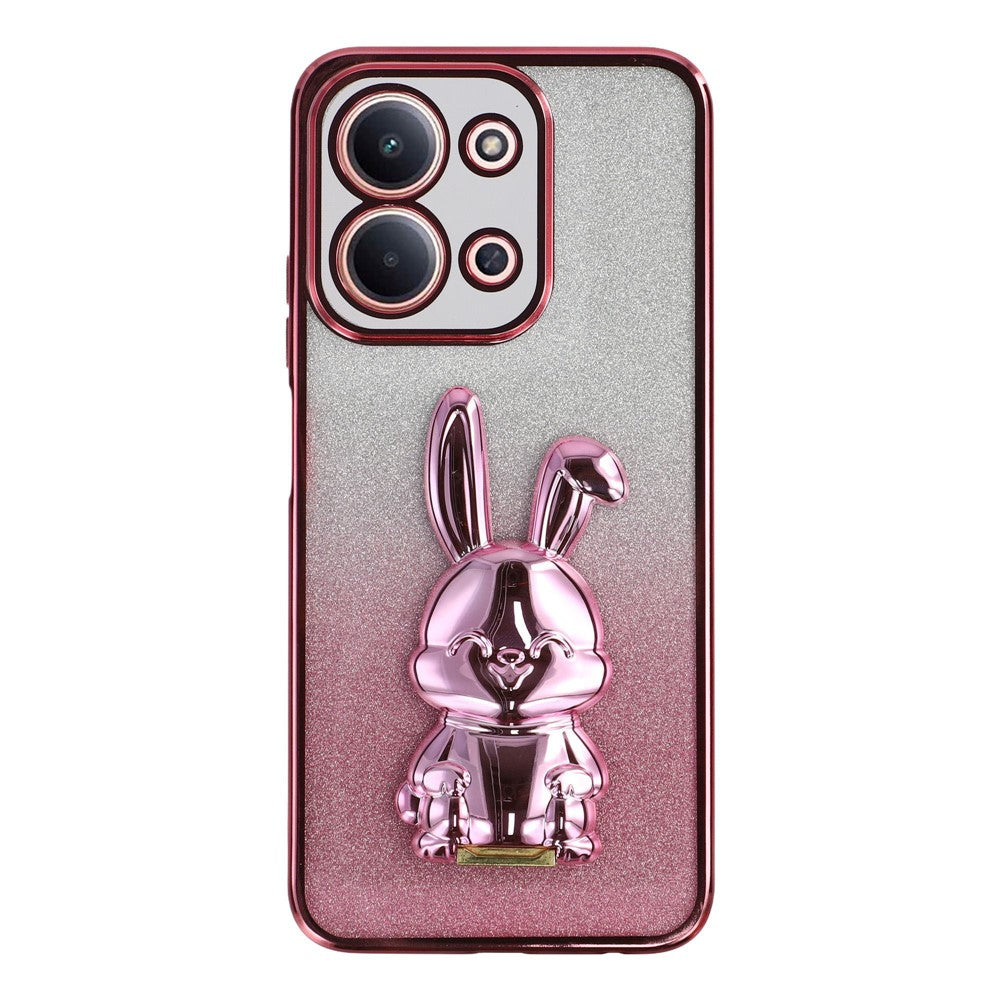 For Xiaomi Redmi 15C 4G (Global) (171mm) / Poco C85 4G (171mm) Case Electroplating Glitter Rabbit PC + TPU Phone Cover with Kickstand