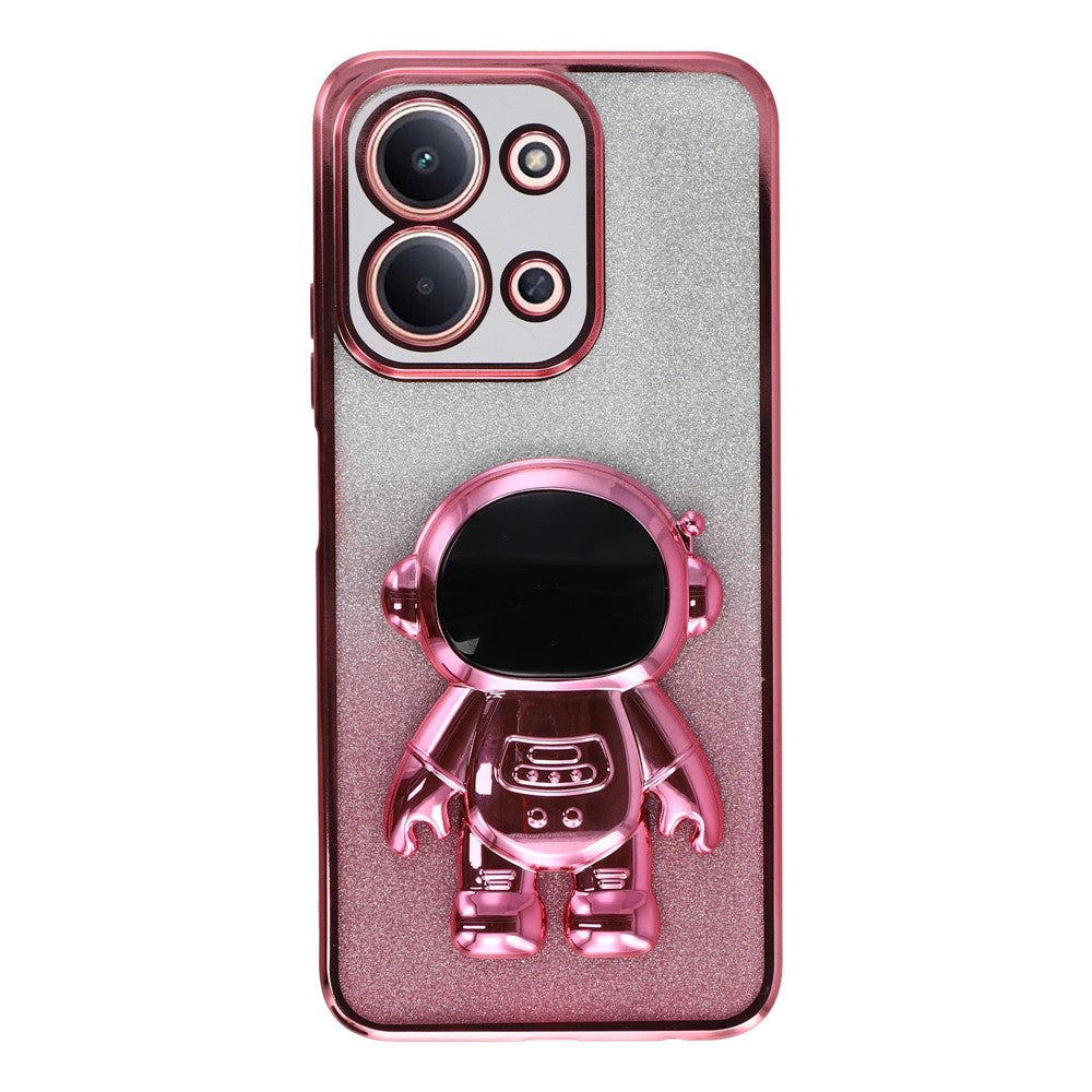 For Xiaomi Redmi 15C 4G (Global) (171mm) / Poco C85 4G (171mm) Case with Astronaut Kickstand PC + TPU Phone Cover Shiny Glitter