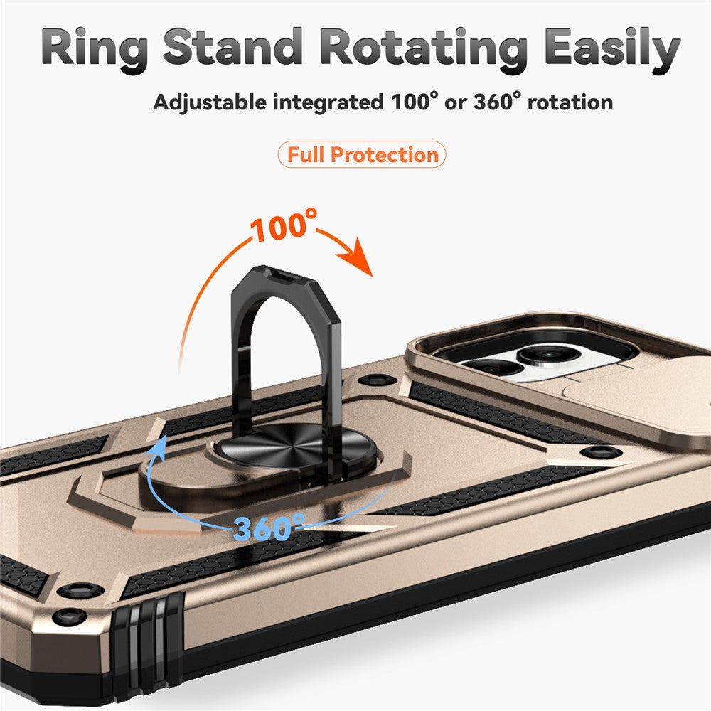 Til Samsung Galaxy A08 5G / A08 4G / A07 4G / A06 4G cover i PC + TPU med linsebeskyttelse og støttefod