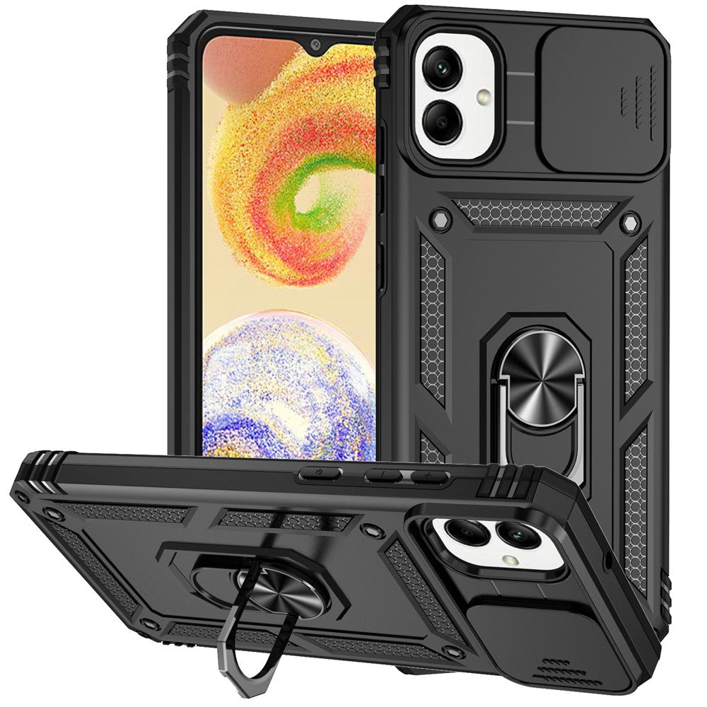Til Samsung Galaxy A08 5G / A08 4G / A07 4G / A06 4G cover i PC + TPU med linsebeskyttelse og støttefod