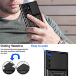 For Samsung Galaxy S23 Ultra Anti-fall Phone Case Ring Kickstand PC + TPU Smartphone Cover with Slide Camera Protector