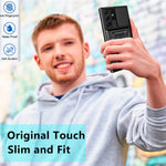 For Samsung Galaxy S23 Ultra Anti-fall Phone Case Ring Kickstand PC + TPU Smartphone Cover with Slide Camera Protector