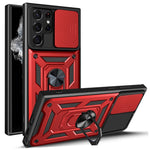 For Samsung Galaxy S23 Ultra Anti-fall Phone Case Ring Kickstand PC + TPU Smartphone Cover with Slide Camera Protector