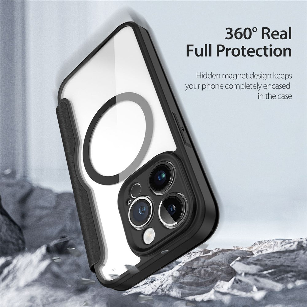 For iPhone 14 Pro Leather Case DUX DUCIS Skin X Pro Series Flip Cover Compatible with MagSafe