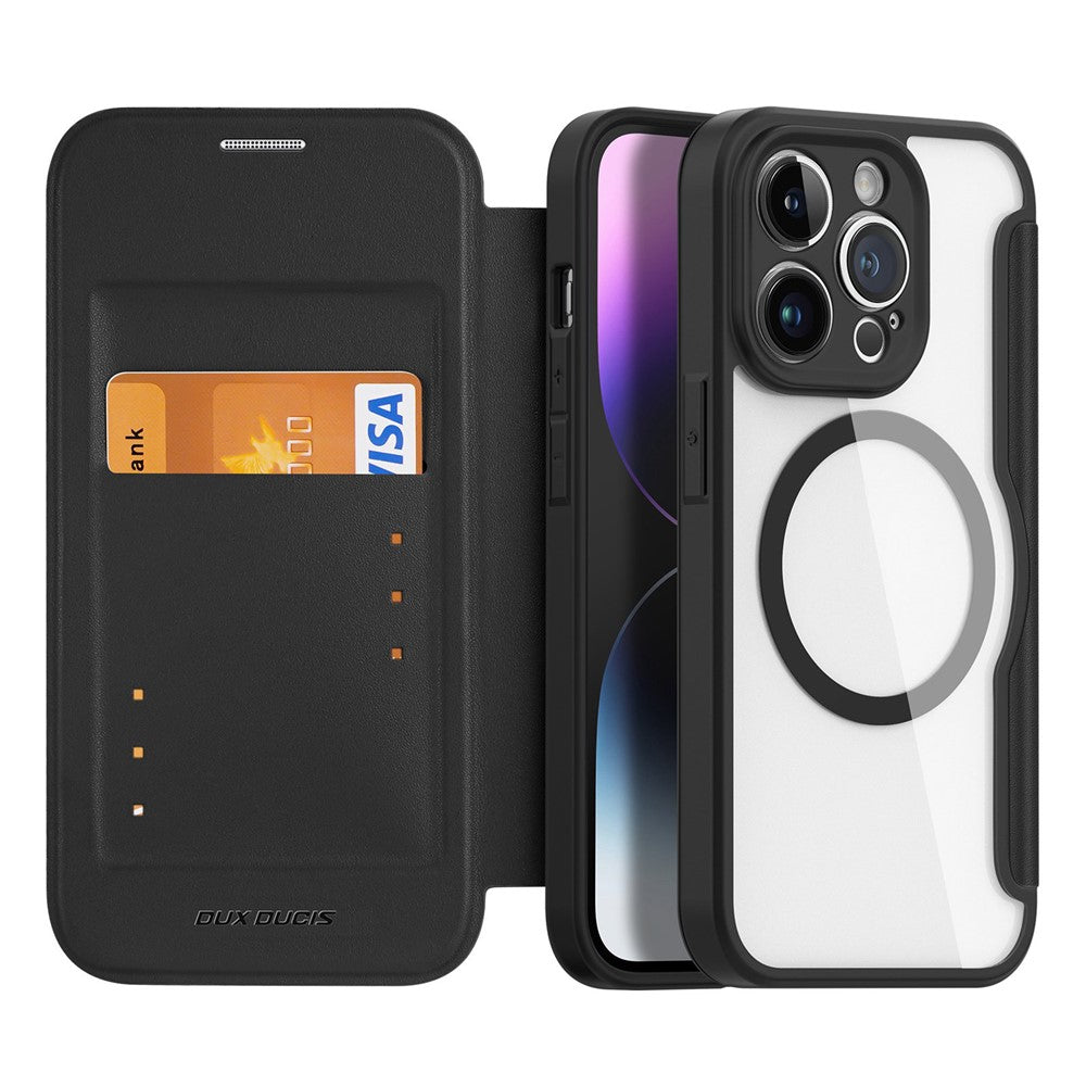 For iPhone 14 Pro Leather Case DUX DUCIS Skin X Pro Series Flip Cover Compatible with MagSafe