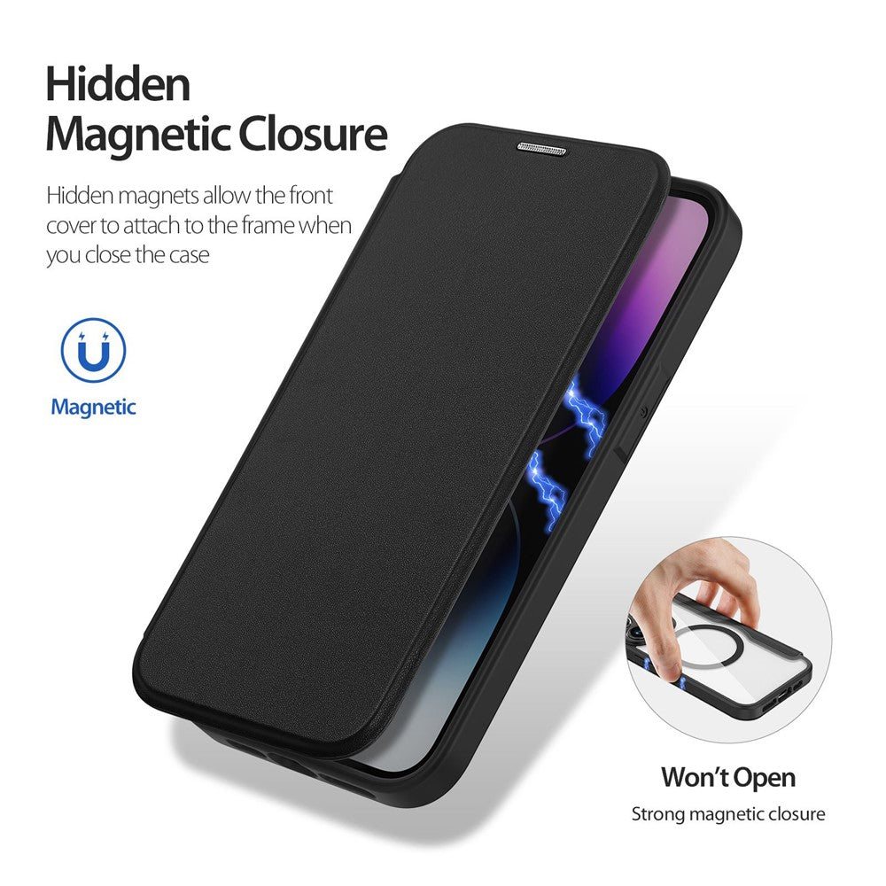 For iPhone 14 Pro Leather Case DUX DUCIS Skin X Pro Series Flip Cover Compatible with MagSafe
