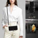 ASUWISH Til Samsung Galaxy S24 FE Etui 10 Kortlommer Glitter Læder Telefoncover med Crossbody Rem