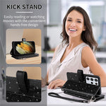 ASUWISH For Samsung Galaxy S23 FE Case 10 Card Holder Glitter Leather Phone Cover with Crossbody Strap
