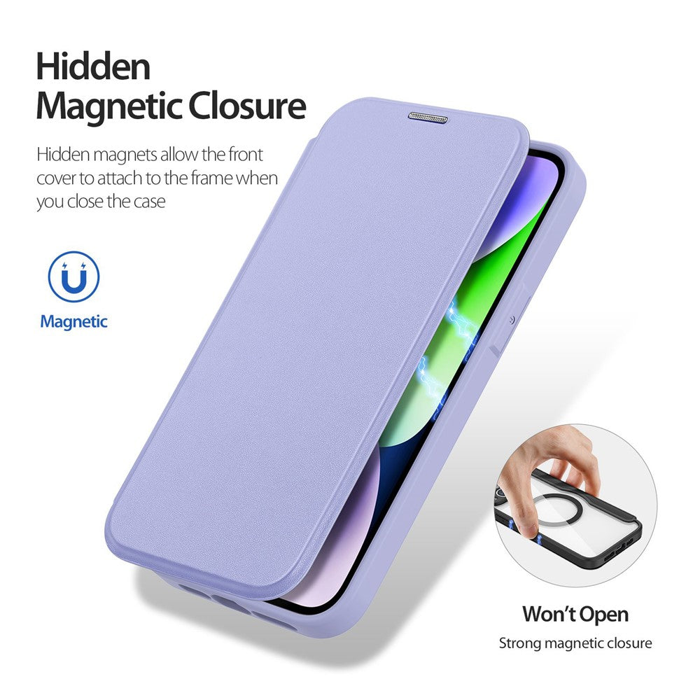 For iPhone 14 Plus Leather Case DUX DUCIS Skin X Pro Series Flip Cover Compatible with MagSafe