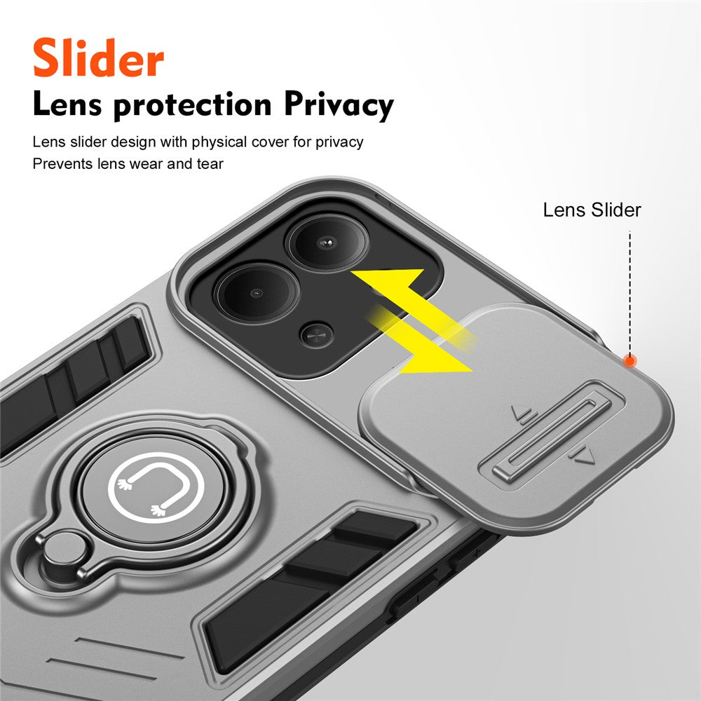 For Xiaomi Redmi 15C 4G (Global) (171mm) / Poco C85 4G (171mm) Case Slide Camshield Kickstand PC + TPU Phone Cover