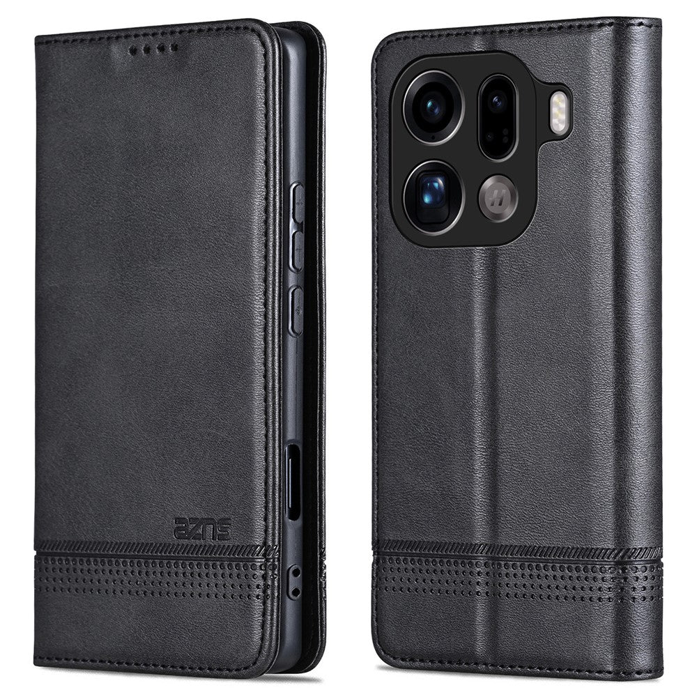 AZNS For Oppo Find X9 Pro 5G Case Cowhide Texture PU Leather Wallet Phone Cover