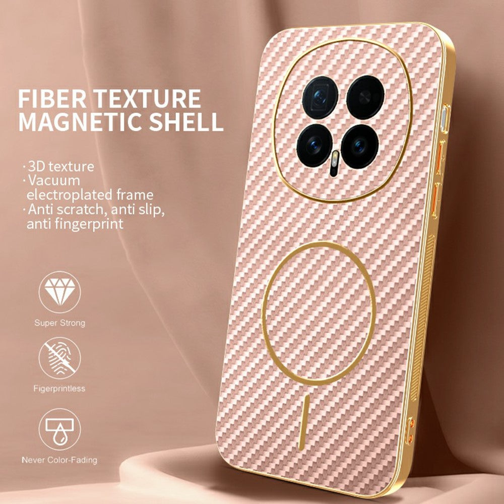 For Honor Magic8 5G Phone Case Carbon Fiber Textured Electroplated TPU Back Cover