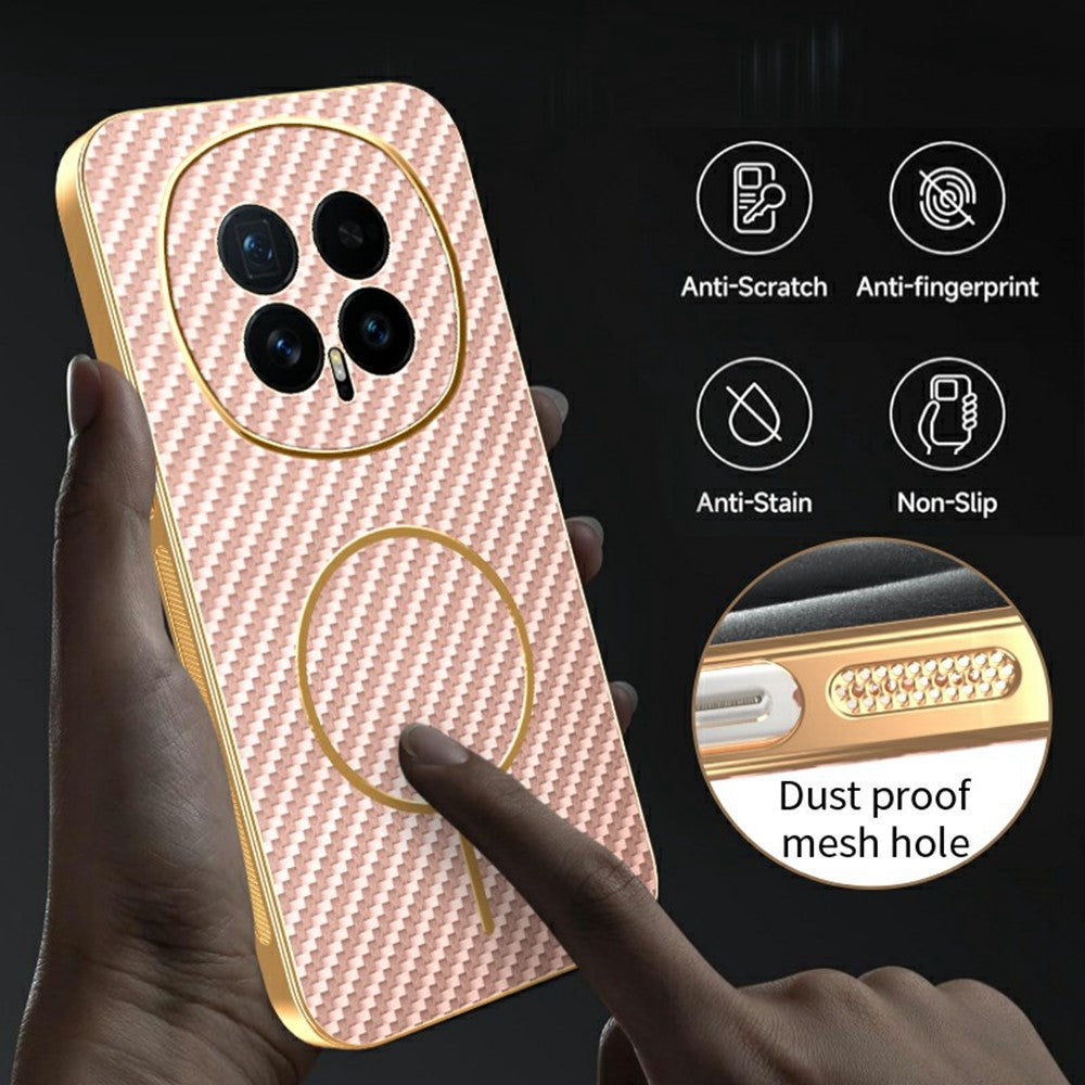 For Honor Magic8 5G Phone Case Carbon Fiber Textured Electroplated TPU Back Cover
