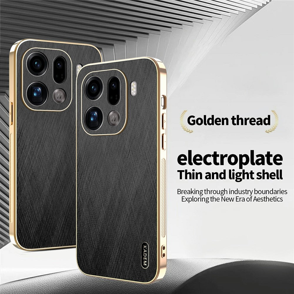 KADEM For Oppo Find X9 Pro 5G Case Electroplating Silk Texture PU + TPU Phone Back Cover
