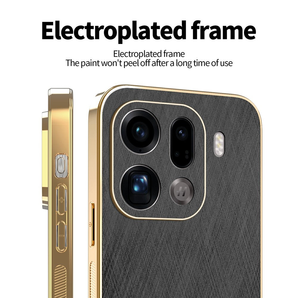 KADEM For Oppo Find X9 Pro 5G Case Electroplating Silk Texture PU + TPU Phone Back Cover
