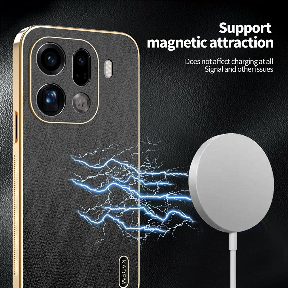 KADEM For Oppo Find X9 Pro 5G Case Electroplating Silk Texture PU + TPU Phone Back Cover