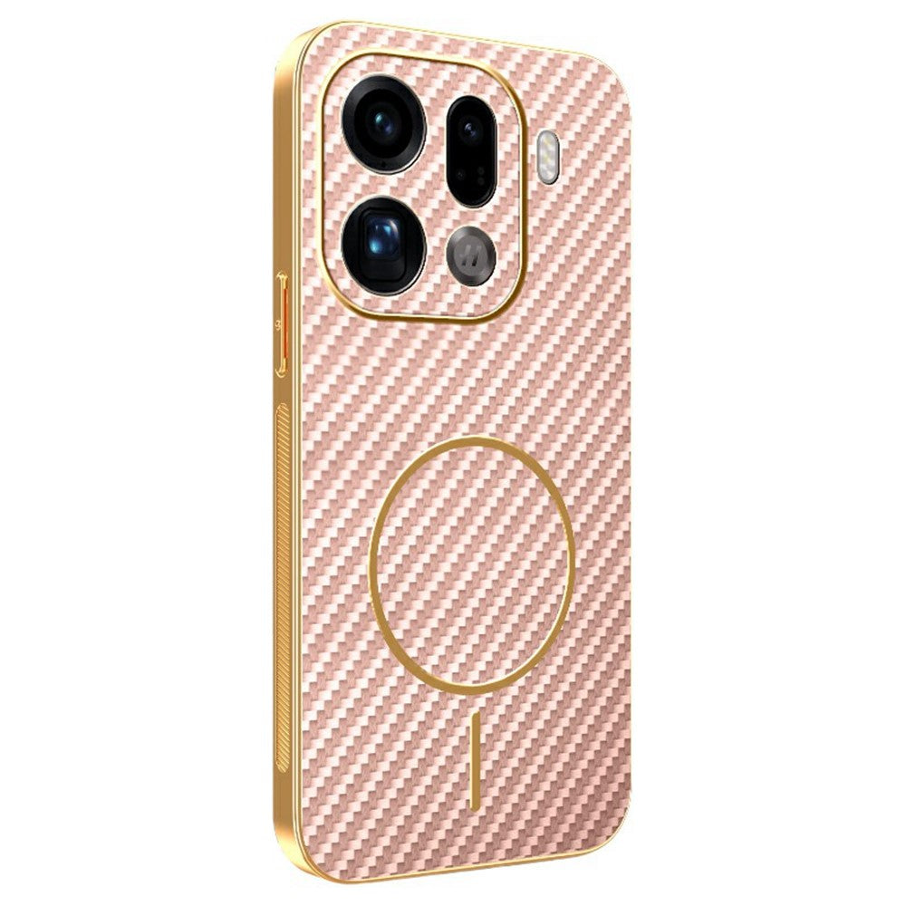 For Oppo Find X9 Pro 5G Phone Case Carbon Fiber Textured Electroplated TPU Back Cover