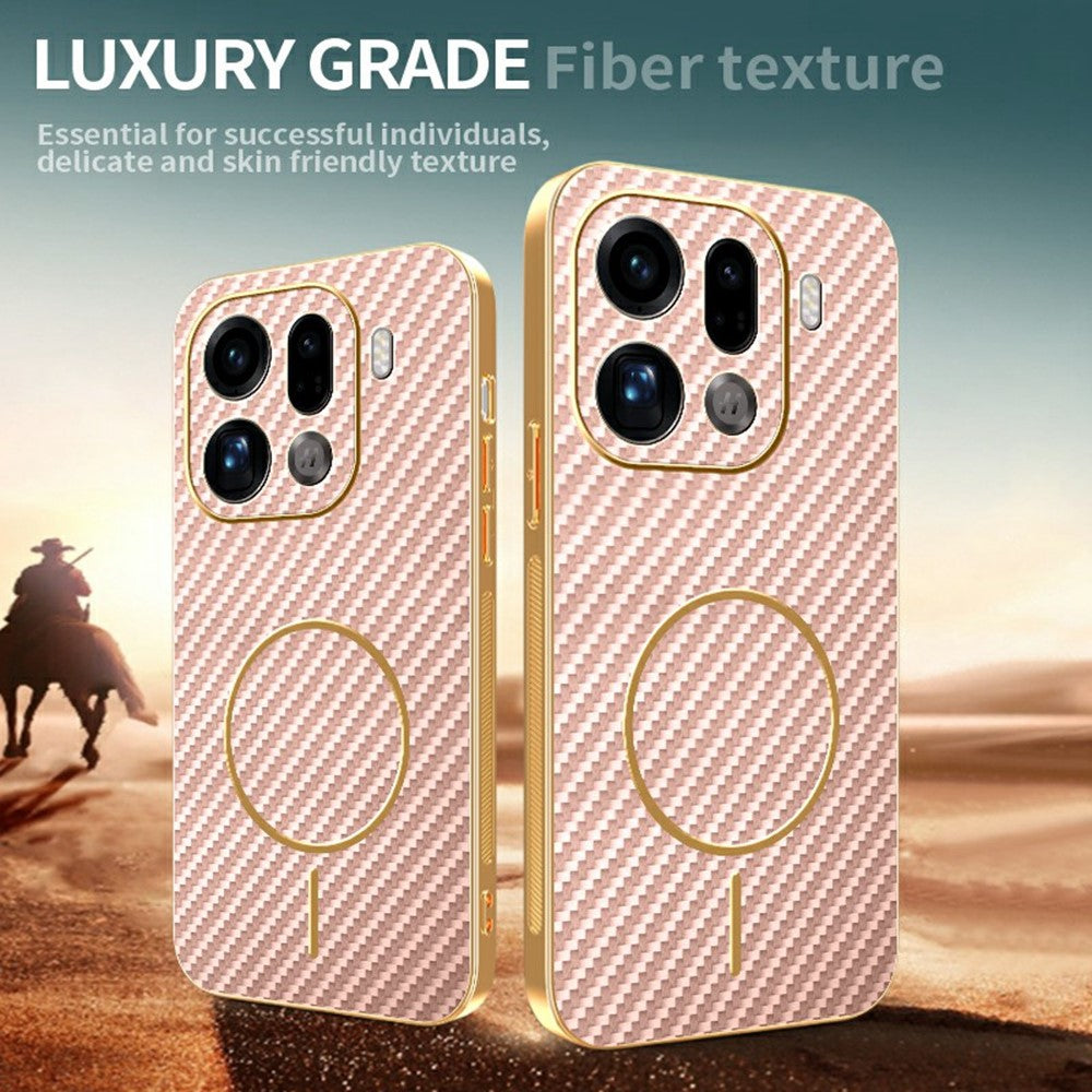 For Oppo Find X9 Pro 5G Phone Case Carbon Fiber Textured Electroplated TPU Back Cover