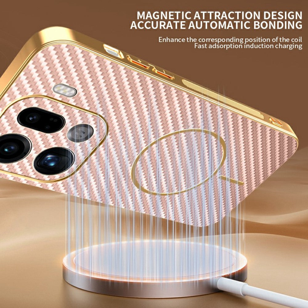 For Oppo Find X9 Pro 5G Phone Case Carbon Fiber Textured Electroplated TPU Back Cover