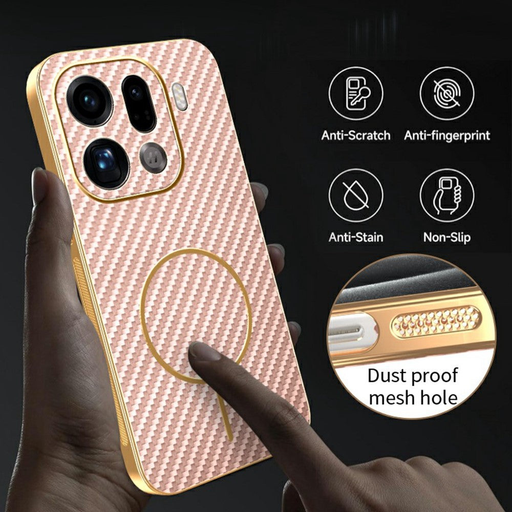 For Oppo Find X9 Pro 5G Phone Case Carbon Fiber Textured Electroplated TPU Back Cover